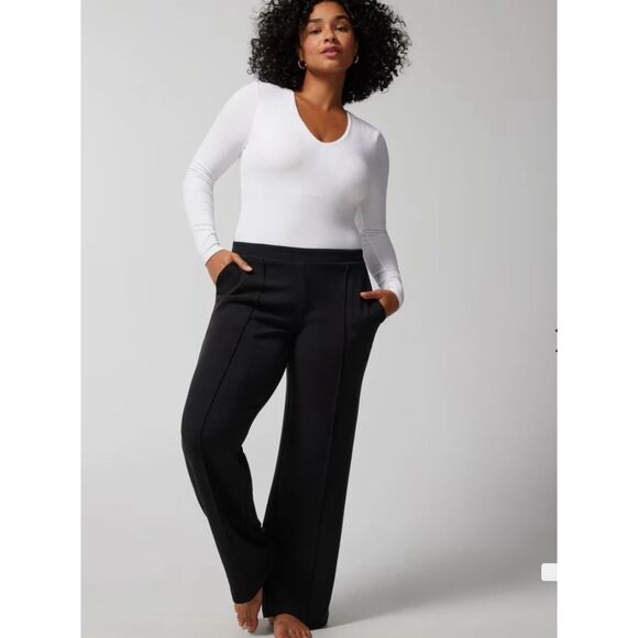Soma White Ribbed V-Neck Lenzing Ecovero Jersey Knit Full Bottom Bodysuit sz XL - Picture 1 of 8